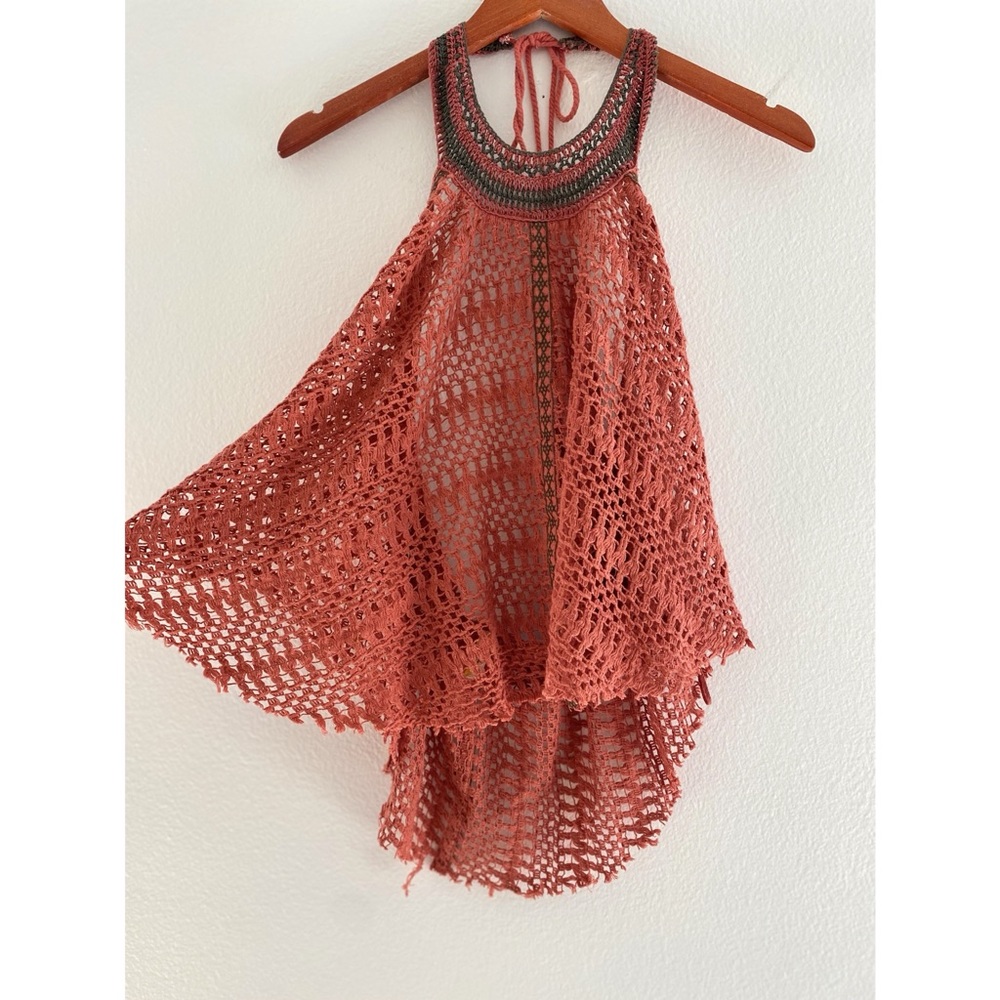 FREE PEOPLE Crochet Low Back Halter Top
